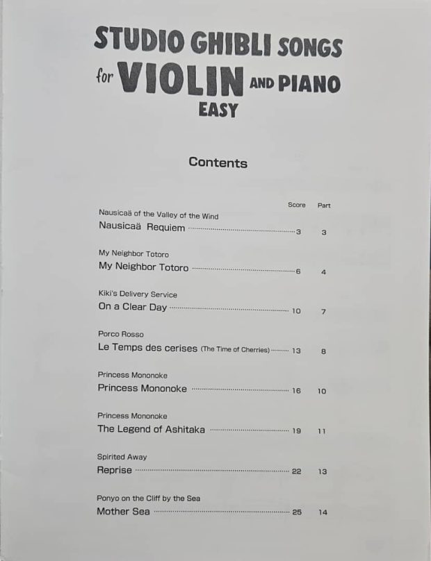STUDIO GHIBLI SONGS FOR EASY VIOLIN AND PIANO - Image 2